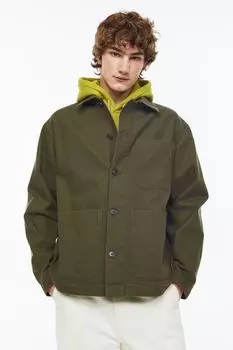 Куртка-рубашка из твила классического кроя H&amp;M, темно-зеленый хаки