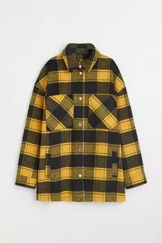 Куртка-рубашка из ворсованного твила H&amp;M, желтый/проверено