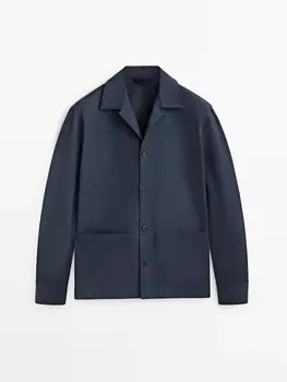 Куртка-рубашка Massimo Dutti cotton with pockets - studio, тёмно-синий