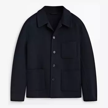Куртка-рубашка Massimo Dutti Studio Double-faced Wool, темно-синий