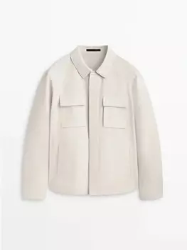 Куртка-рубашка Massimo Dutti technical textile with pockets, белый