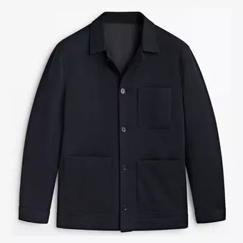 Куртка-рубашка Massimo Dutti Wool And Cotton With Pockets, темно-синий