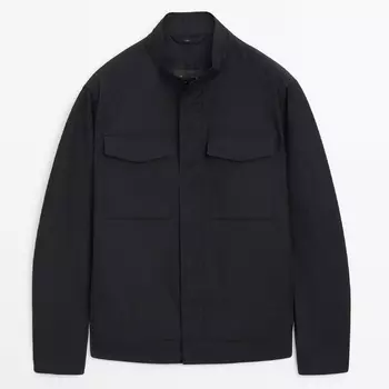 Куртка-рубашка Massimo Dutti Zip-up With Chest Pockets, темно-синий