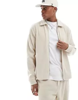 Куртка-рубашка на молнии Jack & Jones в рубчик цвета экрю (часть комплекта)