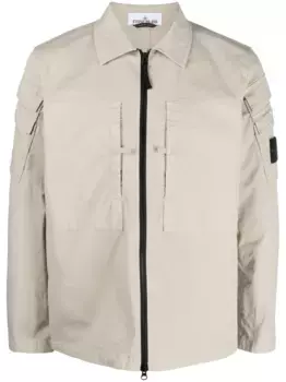 Куртка-рубашка на молнии с нашивкой Compass Stone Island, нейтральный