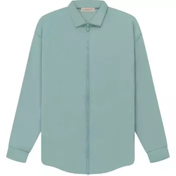 Куртка-рубашка на молнии с тисненым логотипом Fear Of God Essentials, зеленый