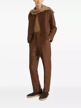 Куртка-рубашка с косым воротником Zegna, коричневый