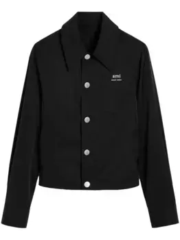Куртка-рубашка с логотипом AMI Paris, черный