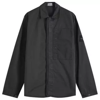 Куртка-Рубашка с пуговицами из хлопкового твила Supima stretch-tc Stone Island, черный