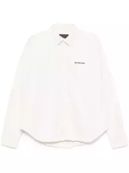 Куртка-рубашка с вышитым логотипом BALENCIAGA, белый