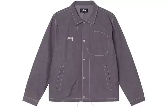 Куртка-рубашка с вышитым логотипом Stssy Stussy, цвет Purple Gray