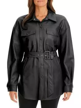 Куртка-рубашка Sanctuary из искусственной кожи с поясом, черный