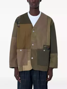 Куртка-рубашка со вставками в технике пэчворк Comme des Garons Homme, зеленый