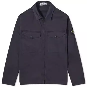 Куртка-рубашка Stone Island Stretch Cotton Double Pocket, темно-синий