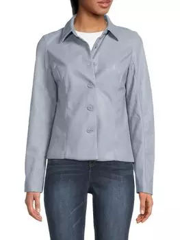 Куртка-рубашка T Tahari из искусственной кожи, голубой