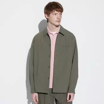 Куртка-рубашка Uniqlo с карманом на груди, 56 оливковый