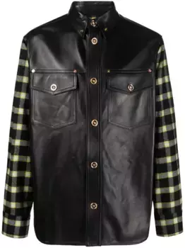 Куртка-рубашка в клетку VERSACE, черный