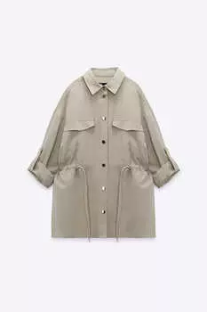 Куртка-рубашка Zara Drawstring Waist, песочный
