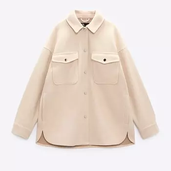 Куртка-рубашка Zara Plush, бежевый