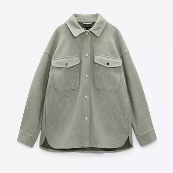 Куртка-рубашка Zara Plush, хаки