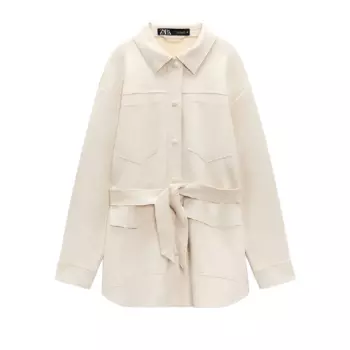 Куртка-рубашка Zara, светло-бежевый