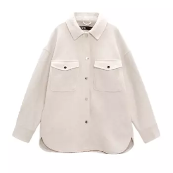 Куртка-рубашка Zara, светло-бежевый