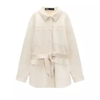 Куртка-рубашка Zara, светло-бежевый