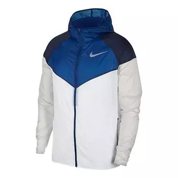 Куртка running colorblock sports hooded jacket white,blue Nike, голубой