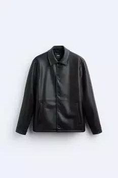 Куртка с эффектом кожи ZARA, черный