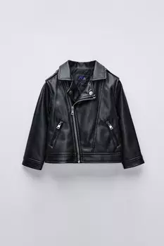 Куртка с эффектом кожи ZARA, черный