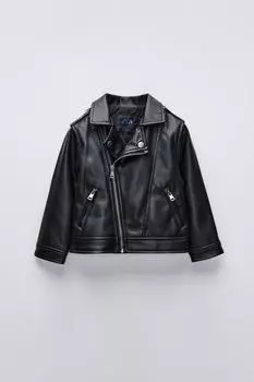 Куртка с эффектом кожи ZARA, черный