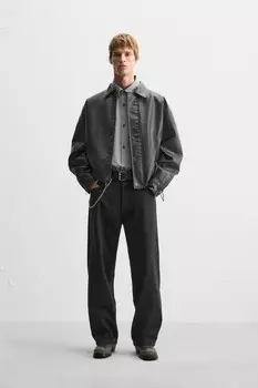 Куртка с эффектом кожи ZARA, черный
