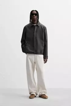 Куртка с эффектом кожи ZARA, черный