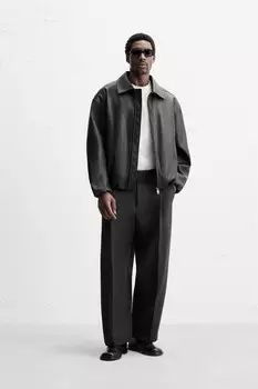 Куртка с эффектом кожи ZARA, черный