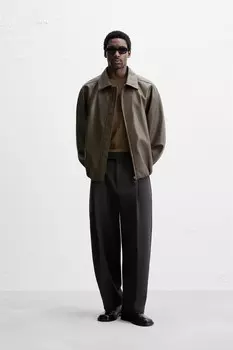 Куртка с эффектом кожи ZARA, серый