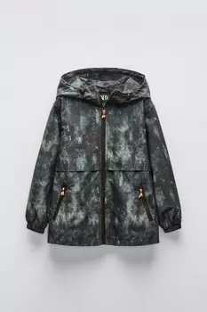 Куртка с эффектом tie-dye ZARA, черный