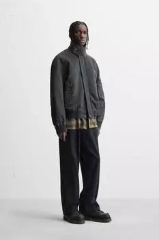 Куртка с эффектом вощения, вымытая ZARA, серый