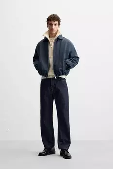 Куртка с эффектом вощения ZARA, синий