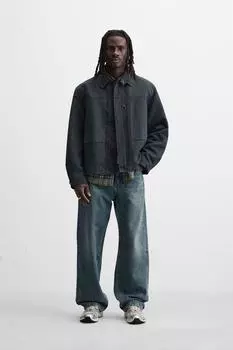 Куртка с эффектом вощения ZARA, синий