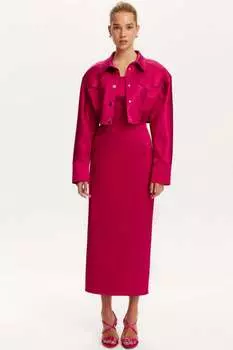 Куртка с асимметричным карманом и укороченным жакетом Nocturne, фуксия