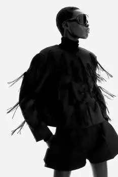 Куртка с бахромой H&M, черный