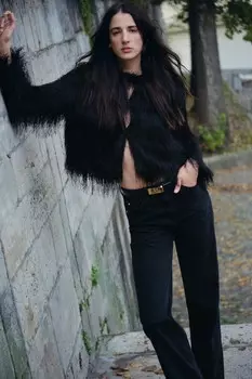 Куртка с бахромой ZARA, черный