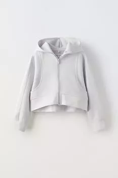 Куртка с блескающей отделкой с капюшоном ZARA, лед