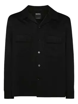 Куртка с двумя карманами и застежкой на пуговицы Zegna, черный