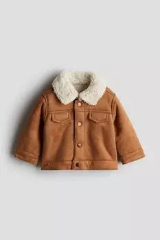 Куртка с флисовым воротником Тедди H&M, коричневый