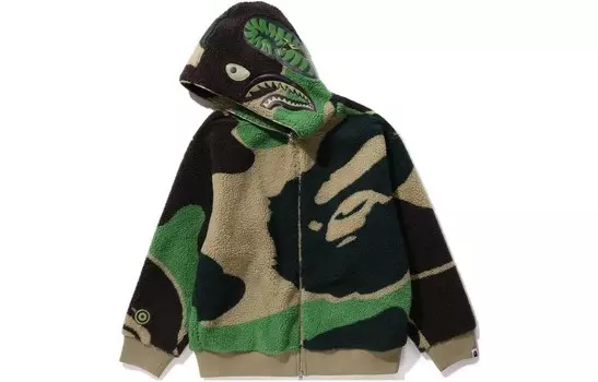 Куртка с капюшоном BAPE Mega ABC Camo Shark Boa A Bathing Ape, зеленый