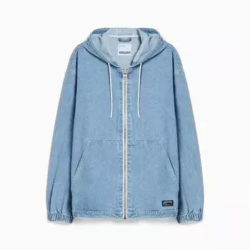 Куртка с капюшоном Bershka Denim, голубой