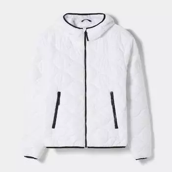 Куртка с капюшоном Bershka Lightweight Quilted, белый