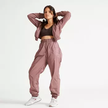 Куртка с капюшоном фитнес кардио женская - коричневая DOMYOS, коричневый/разноцветный/серый