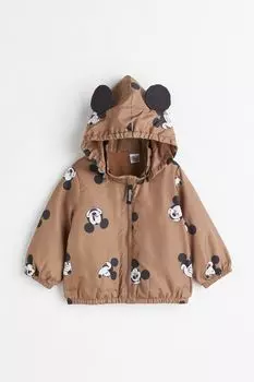 Куртка с капюшоном H&amp;M, светло-коричневый/микки маус